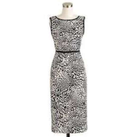 J Crew Collection Animal Print Sleeveless Shift Dress in Ivory and Black Sz 6 - Picture 2 of 7